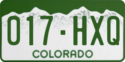 CO license plate 017HXQ