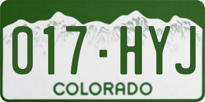 CO license plate 017HYJ