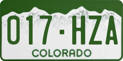 CO license plate 017HZA