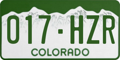 CO license plate 017HZR