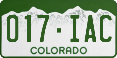 CO license plate 017IAC