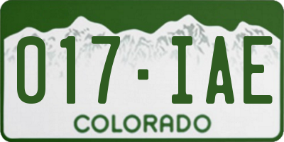 CO license plate 017IAE