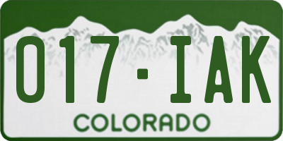 CO license plate 017IAK