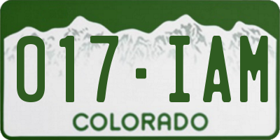 CO license plate 017IAM