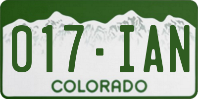 CO license plate 017IAN