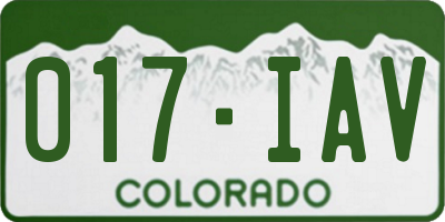 CO license plate 017IAV
