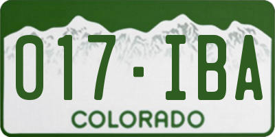 CO license plate 017IBA