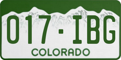 CO license plate 017IBG