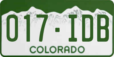 CO license plate 017IDB