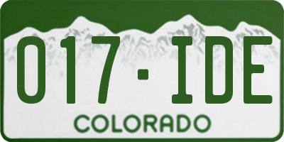 CO license plate 017IDE