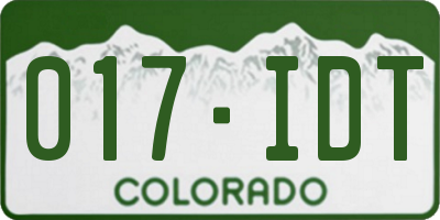 CO license plate 017IDT