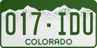 CO license plate 017IDU