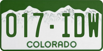 CO license plate 017IDW