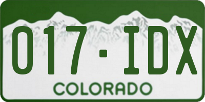 CO license plate 017IDX