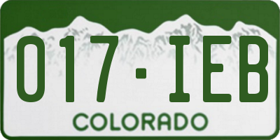 CO license plate 017IEB