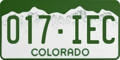 CO license plate 017IEC