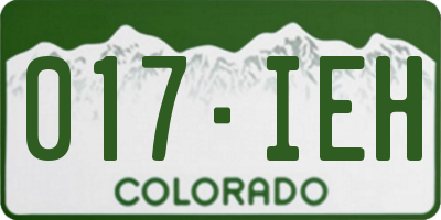 CO license plate 017IEH