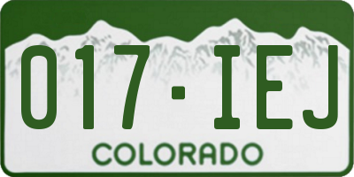 CO license plate 017IEJ