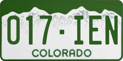 CO license plate 017IEN