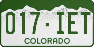 CO license plate 017IET