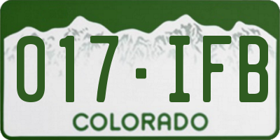 CO license plate 017IFB