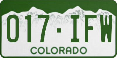 CO license plate 017IFW