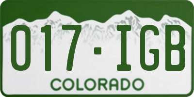 CO license plate 017IGB