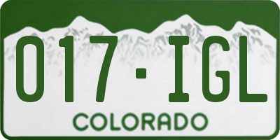 CO license plate 017IGL