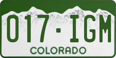 CO license plate 017IGM
