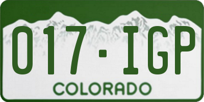 CO license plate 017IGP