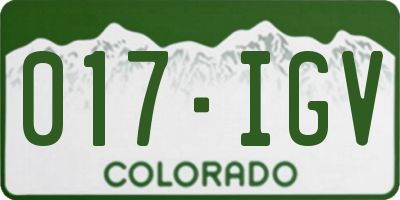 CO license plate 017IGV