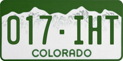 CO license plate 017IHT