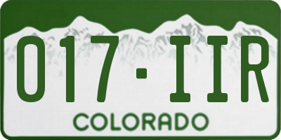 CO license plate 017IIR
