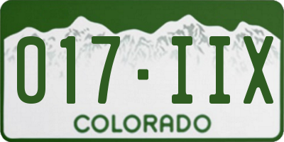 CO license plate 017IIX