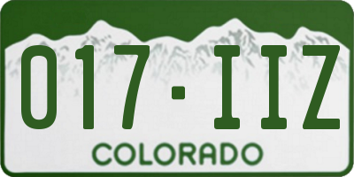 CO license plate 017IIZ