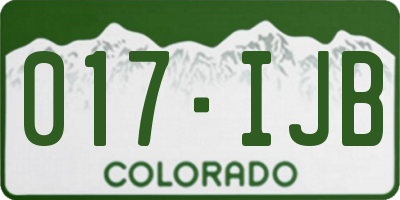 CO license plate 017IJB