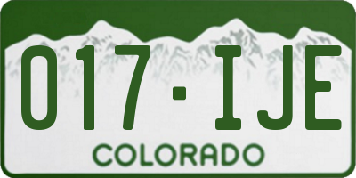 CO license plate 017IJE