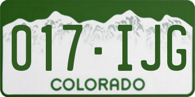 CO license plate 017IJG