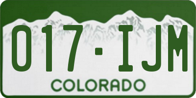 CO license plate 017IJM