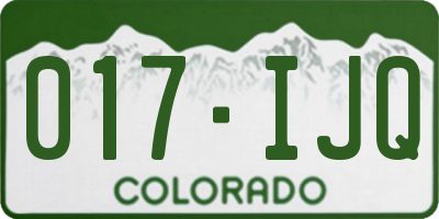 CO license plate 017IJQ