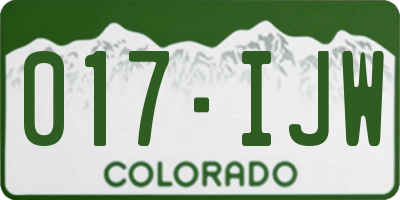 CO license plate 017IJW