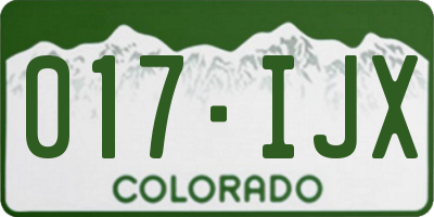 CO license plate 017IJX