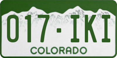 CO license plate 017IKI