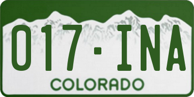 CO license plate 017INA