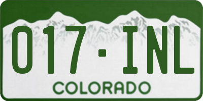 CO license plate 017INL
