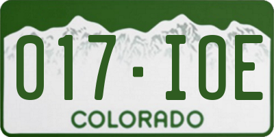 CO license plate 017IOE