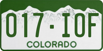 CO license plate 017IOF