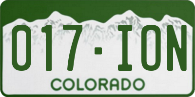 CO license plate 017ION