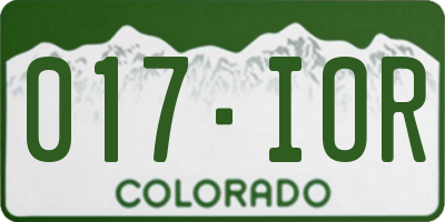 CO license plate 017IOR