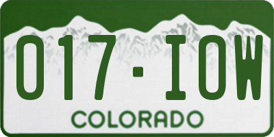 CO license plate 017IOW